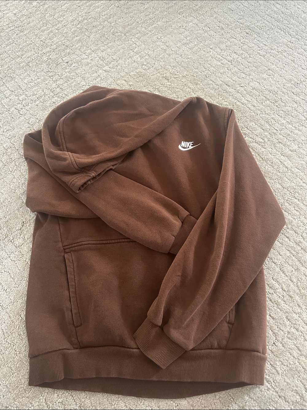 Nike Brown Men's Performance Hoodie with White Logo
